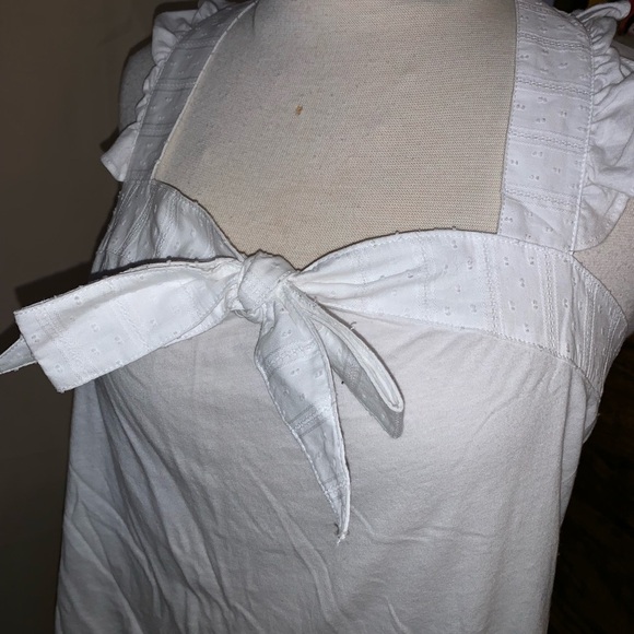 J.Crew White Tank with Knot and ruffle straps - Picture 2 of 7
